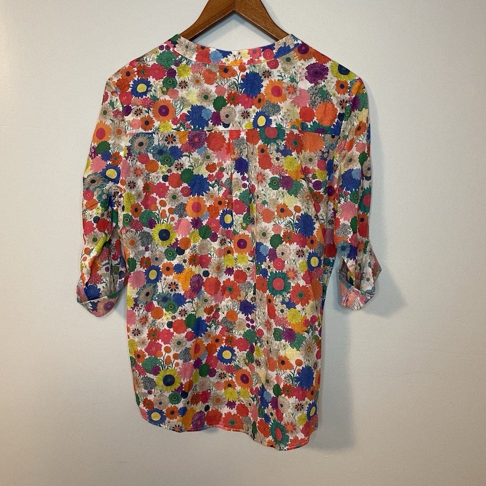 Vilagallo Womens Blouse Shirt Sz 40 US M Flowers‎ Floral Spring - Picture 5 of 8